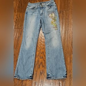 A.n.a. Women's Jeans with Floral Embroidery and Studs - Size 8